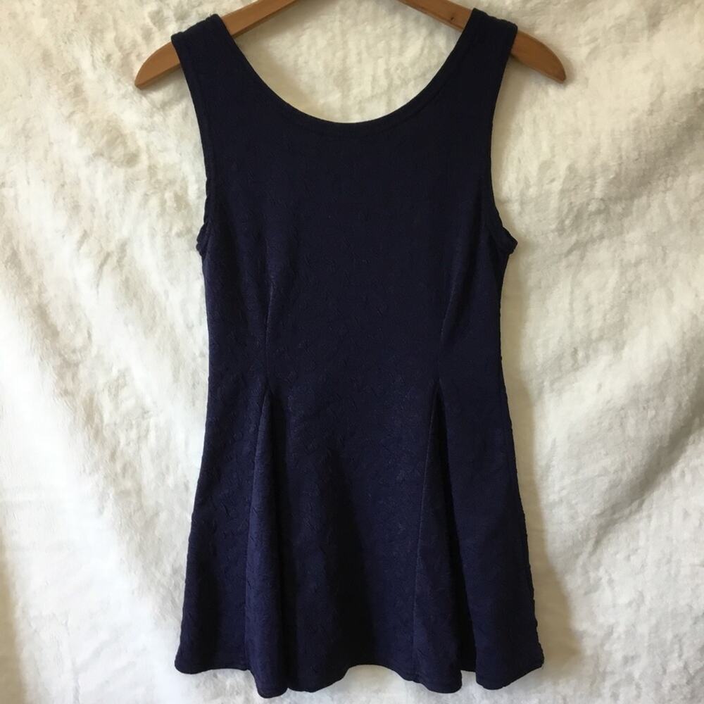 Navy Blue Heart Shape Detail Sleeveless Dress - Picture 7 of 8